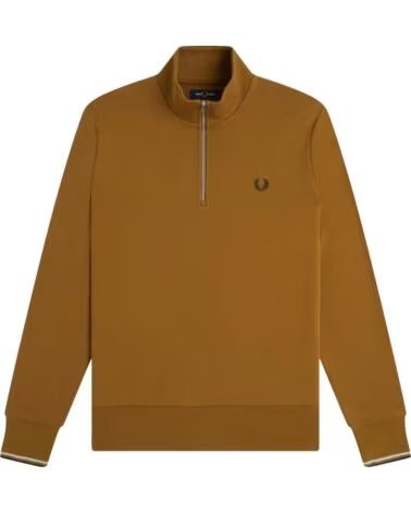 FRED PERRY SUDADERA MEDIA CREMALLERA DARK CARAMEL