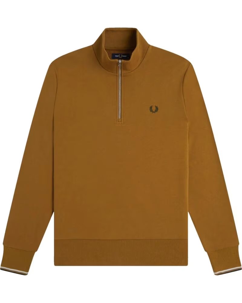 FRED PERRY SUDADERA MEDIA CREMALLERA DARK CARAMEL