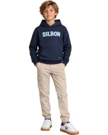 KINDER-KAPUZENPULLOVER MIT LOGO UND FLEECE BLAU AZUL
