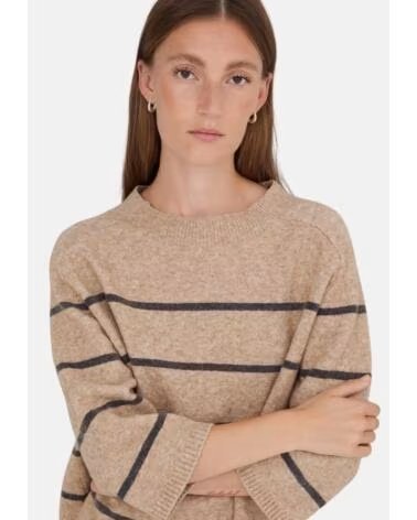 PULL RAYÉ FEMME YERSE BEIGE MULTICOLOR