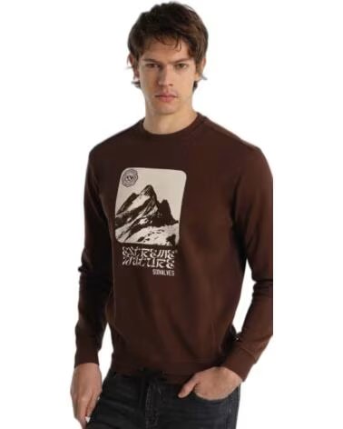 SIX VALVES SWEATSHIRT 56104-1751-384 CASTANHO COM ESTAMPADO DE MONTANHA MARRóN