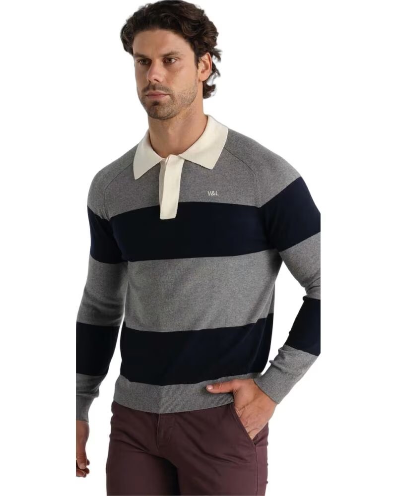 VAMP GESTREIFTES STRICKPOLO 63071-7415-269 AZUL