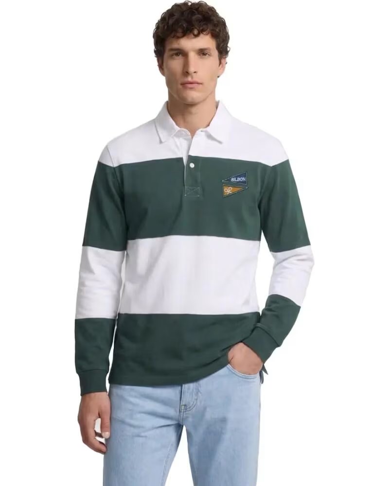 SILBON LANGARM-POLOSHIRT GESTREIFT FW261021003411 VERDE