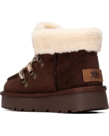 BOTINES DE MUJER XTI 154010 CON PLATAFORMA Y DETALLE DE PELO MARRON