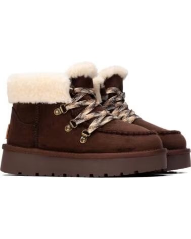 BOTINES DE MUJER XTI 154010 CON PLATAFORMA Y DETALLE DE PELO MARRON