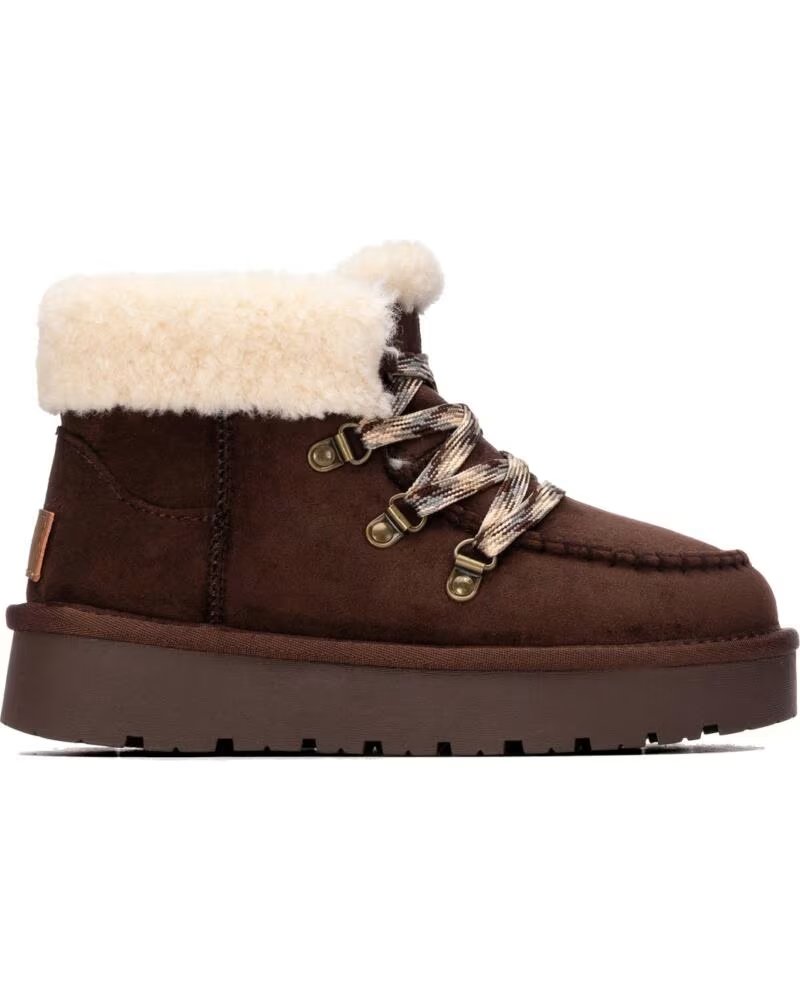BOTINES DE MUJER XTI 154010 CON PLATAFORMA Y DETALLE DE PELO MARRON