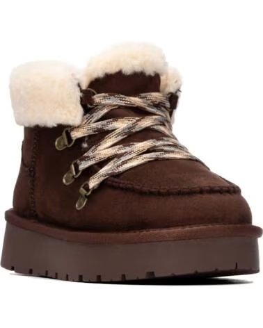 BOTINES DE MUJER XTI 154010 CON PLATAFORMA Y DETALLE DE PELO MARRON