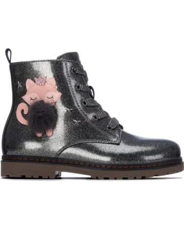 BOTINS INFANTILES XTI 154115 ESTILO MILITAR COM PURPURINA E DETALHE DE RAPOSA PLOMO