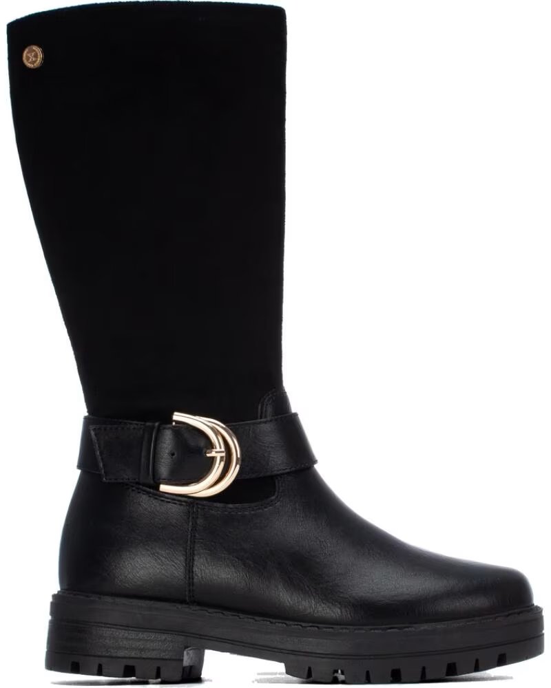 BOTAS ALTAS XTI 154125 COM FIVELA DECORATIVA E FECHO ÉCLAIR NEGRO