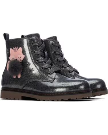 BOTINS INFANTILES XTI 154115 ESTILO MILITAR COM PURPURINA E DETALHE DE RAPOSA PLOMO