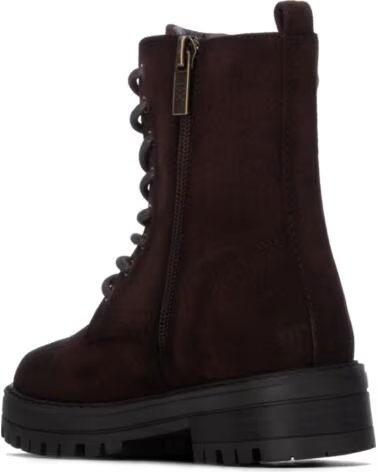 BOTTINES STYLE MILITAIRE XTI 154149 POUR FEMME MARRON AVEC LACETS ET POMPONS