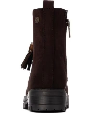 BOTTINES STYLE MILITAIRE XTI 154149 POUR FEMME MARRON AVEC LACETS ET POMPONS
