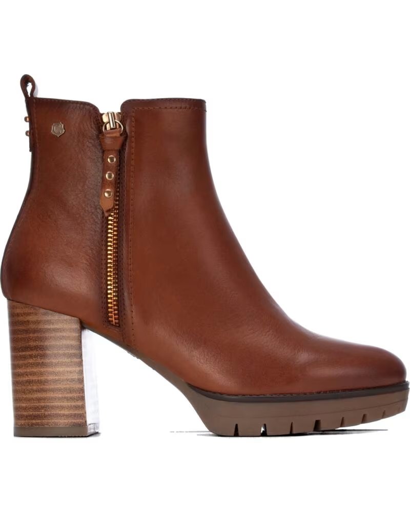 BOTTINES À TALONS HAUTS CARMELA 164283 EN CUIR CAMEL