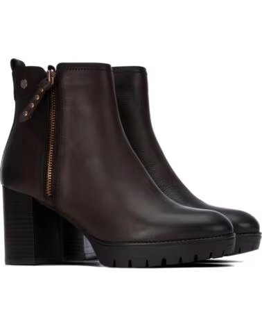 CARMELA 164283 BOTTINES EN CUIR TALON LARGE MARRON