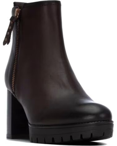 CARMELA 164283 BOTTINES EN CUIR TALON LARGE MARRON