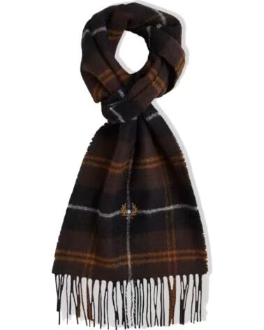 FRED PERRY SCIARPA LANA AGNELLO TARTAN C3339 MARRONE MARRóN
