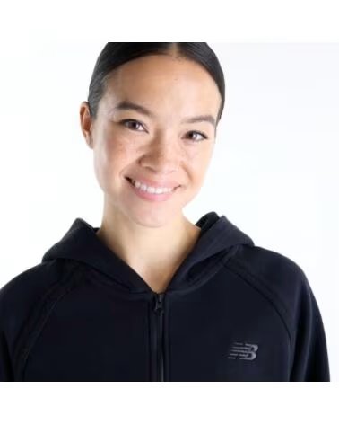 NEW BALANCE KAPUZENPULLOVER BRUSHED COASTAL FLEECE FULL ZIP WJ62Q0WV SCHWARZ NEGRO
