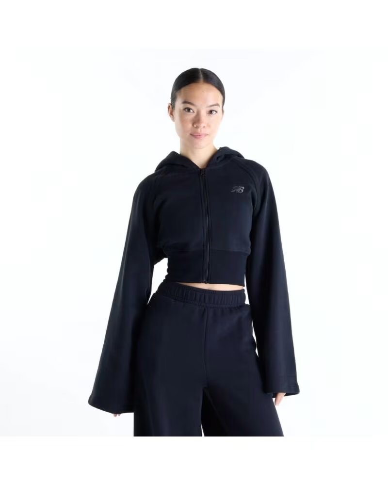 NEW BALANCE KAPUZENPULLOVER BRUSHED COASTAL FLEECE FULL ZIP WJ62Q0WV SCHWARZ NEGRO