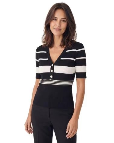 MORGAN MLOLA PULLOVER V-AUSSCHNITT SCHWARZ GESTREIFT NEGRO