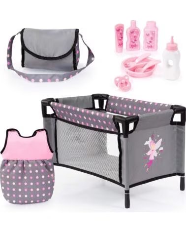 BAYER SET CUNA DE VIAJE ACCESORIOS MUÑECA BEBÉ 61766AB LUNARES