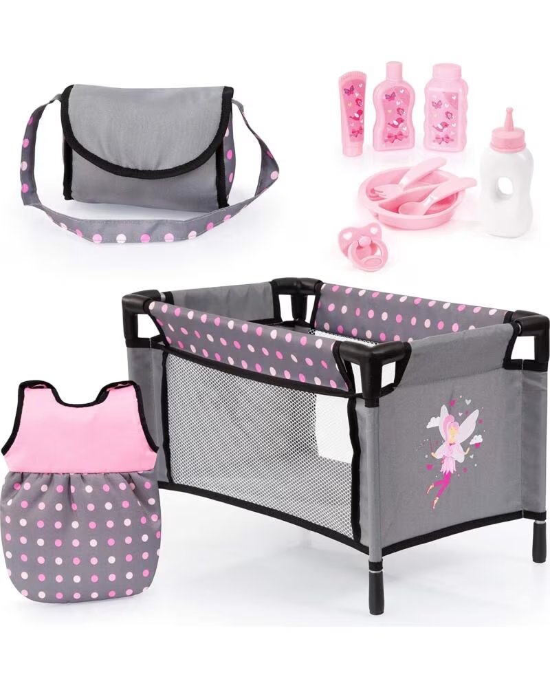 BAYER SET CUNA DE VIAJE ACCESORIOS MUÑECA BEBÉ 61766AB LUNARES