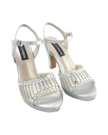 TIMBOS DAMEN PARTY ABSATZ SANDALE SILBER 127585 PLATA