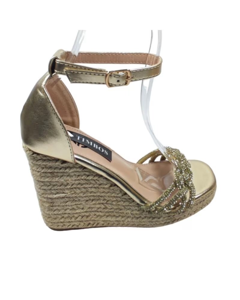 TIMBOS SANDALE COMPENSÉE ESPADRILLE FEMME OR 127666 ORO