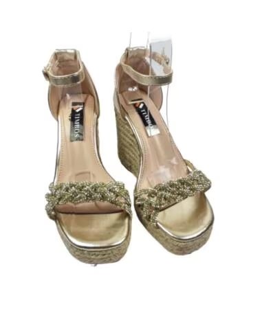 TIMBOS SANDALE COMPENSÉE ESPADRILLE FEMME OR 127666 ORO