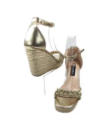 TIMBOS SANDALE COMPENSÉE ESPADRILLE FEMME OR 127666 ORO