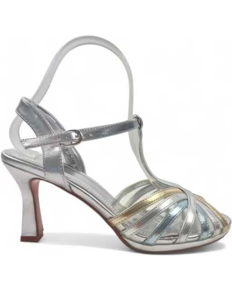 TIMBOS OUTLET SANDALO TACCO FESTA DONNA 129924 ARGENTO PLATA
