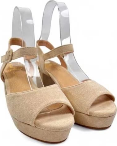 TIMBOS SANDÁLIA SALTO PLATAFORMA VESTIR MULHER BEGE 129997 BEIGE