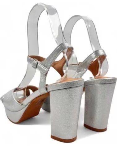 TIMBOS SANDALO TACCO FESTA PLATEAU DONNA ARGENTO 130186 PLATA