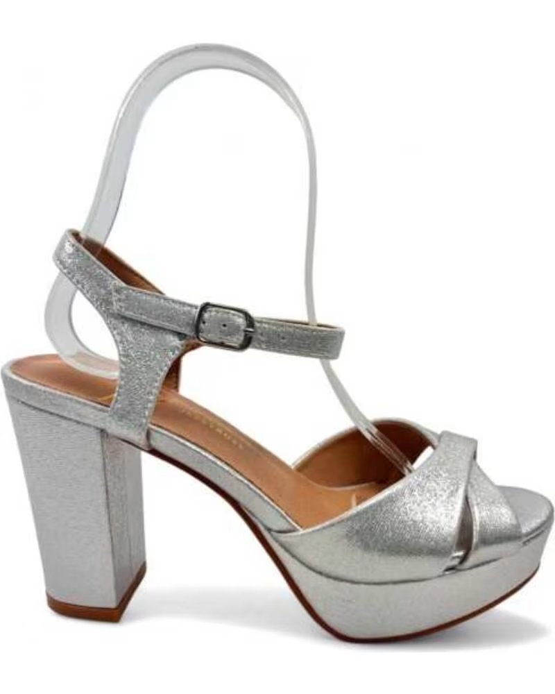 TIMBOS SANDALO TACCO FESTA PLATEAU DONNA ARGENTO 130186 PLATA