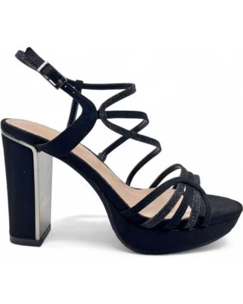 TIMBOS SANDALI CON TACCO DA FESTA CON GLITTER 130756 NEGRO