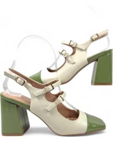 TIMBOS TACÓN DESTALONADO MUJER 131092 VERDE BLANCO