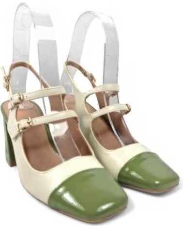 TIMBOS TACÓN DESTALONADO MUJER 131092 VERDE BLANCO