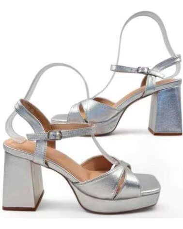 TIMBOS SANDALO TACCO FESTA DONNA 131538 ARGENTO PLATA