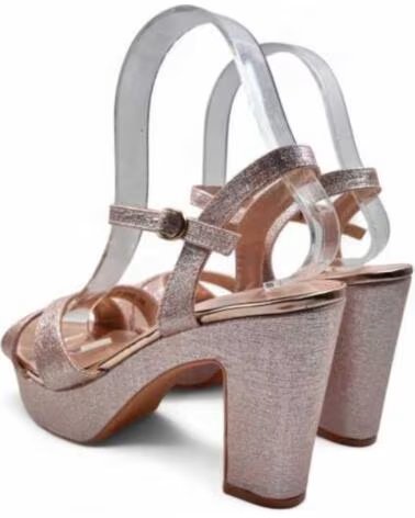 TIMBOS SANDÁLIA SALTO PLATAFORMA FESTA MULHER CHAMPAGNE 131420