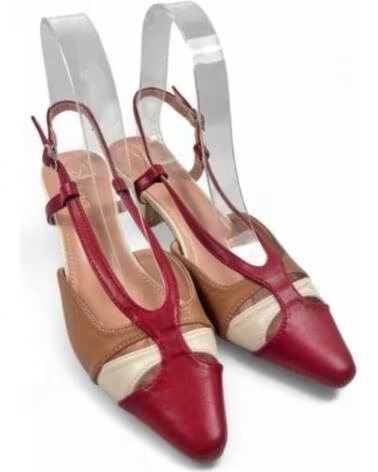 TIMBOS SALTO SLINGBACK FORMAL MULHER VINHO 131390 BEIGE