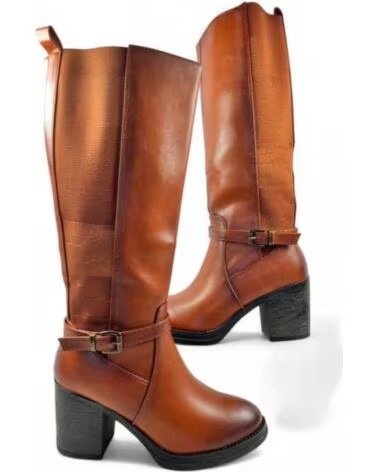 TIMBOS DAMEN LANGSCHAFTSTIEFEL MIT ABSATZ UND SCHNALLE 132309 CAMEL
