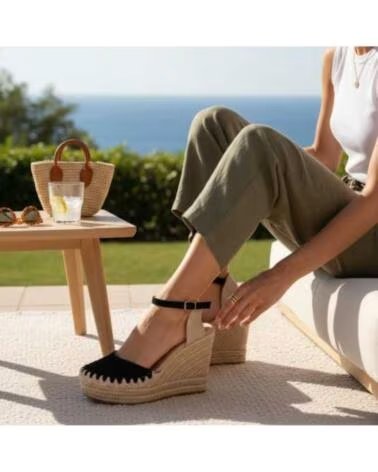 TIMBOS SANDÁLIA ANABELA ESPADRILLE MULHER PRETO 132551 NEGRO