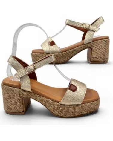 TIMBOS SANDALIA TACÓN ESPARTO MUJER ORO 132706