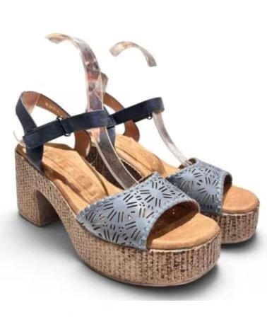 TIMBOS SANDÁLIA SALTO MADEIRA ESPARTO AZUL 132651