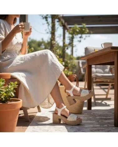 TIMBOS SANDALIA DE TACON MADERA BLANCO 132650