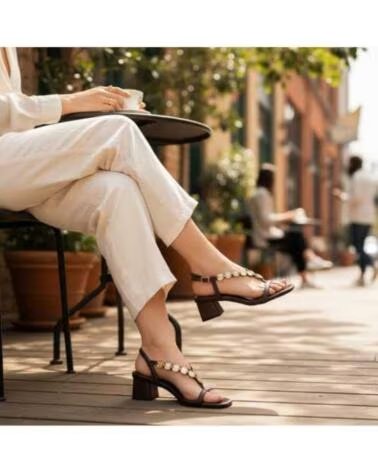 TIMBOS SANDALE HABILLÉE À TALON AVEC DÉTAILS DORÉS MODÈLE 132733 MARRON