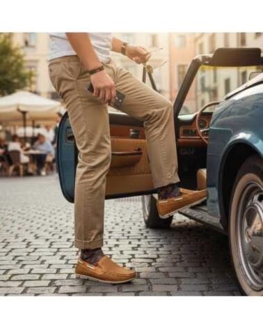 TIMBOS SAPATÊNIS NÁUTICO PERFURADO HOMEM CAMEL 133393