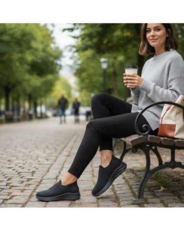 TIMBOS TÊNIS FEMININO TÊXTIL ELÁSTICO PRETO 133658 NEGRO