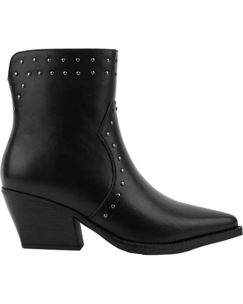 BB UP BOTIN COWBOY NEGRO DE MUJER CON TACON Y TACHAS 2640 PU NEGRO