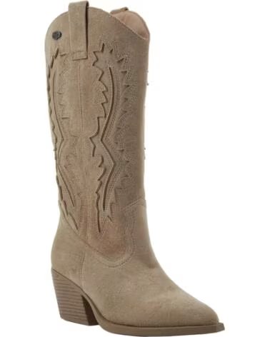 BB UP BOTA COWBOY DE MUJER BORDADA ANTE CREMA CON TACON 2642 ANTE BEIGE