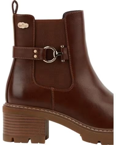 BB UP BOTINE CLASICO DE MUJER CON TACON Y HEBILLA 2623 PU MARRON BROWN